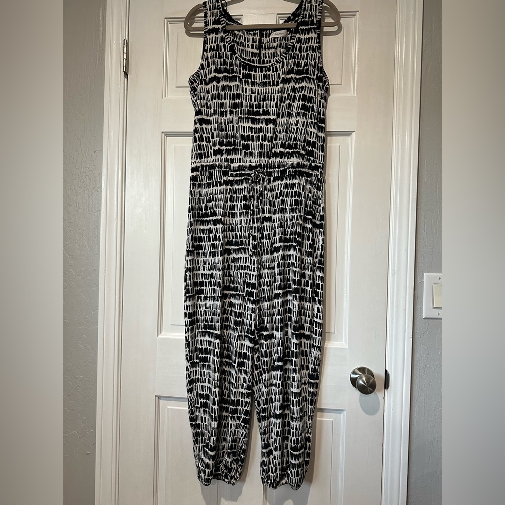 Calvin Klein Black and White Patterned Jumpsuit